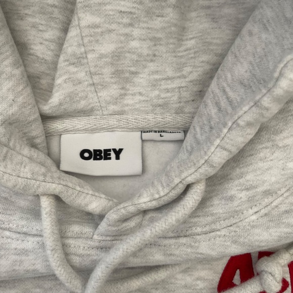 Obey Records Hoodie Heather Grey L - Picture 5 of 8